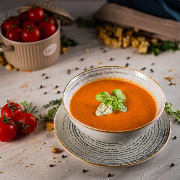 Supa crema de rosii cu pesto de busuioc 350ml